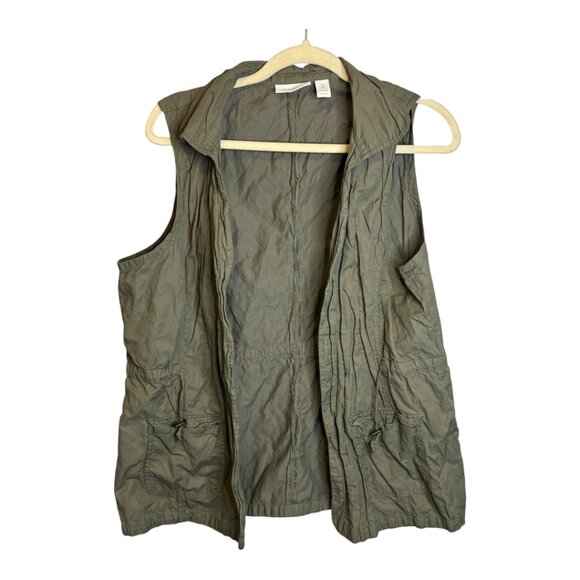 Chico's Weekends Women's Size XL Vest Outdoor Green Open Front Chicos 3 - Picture 1 of 3